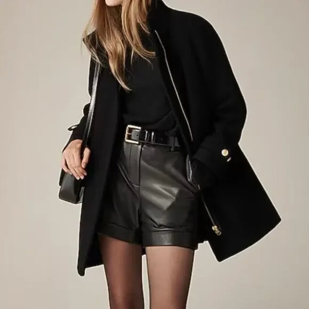 J. Crew Toscana Italian Stadium Cloth Wool Blend Coat - Petite 8 / Black